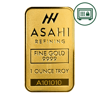 A picture of a 1 oz Asahi Gold Bar - Secure Storage